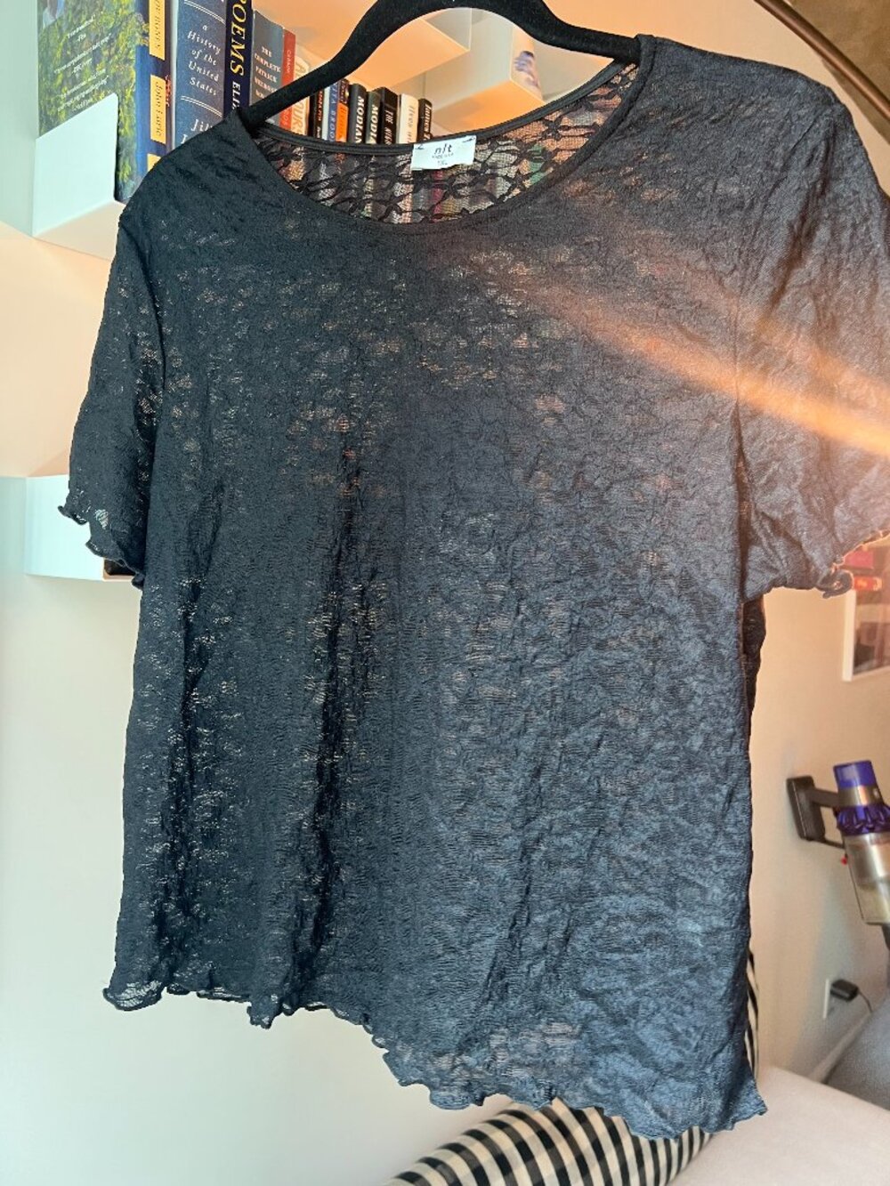 Black Lace T-Shirt Top - Never Worn (XL)